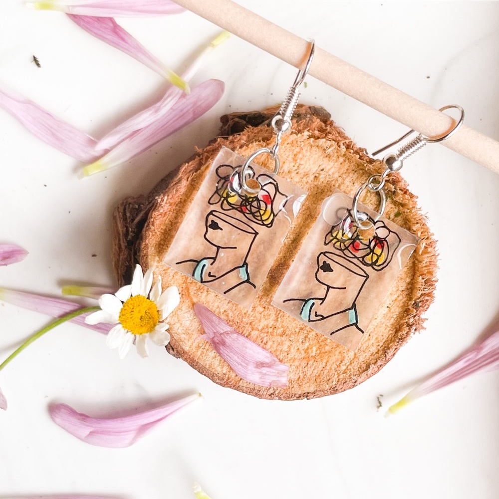 Handmade silhouette line art earrings